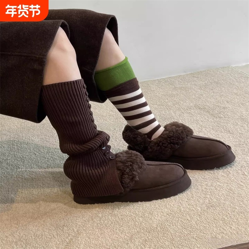 泰迪卷毛毛雪地靴女冬季加绒保暖厚底百搭毛绒棉靴包头两穿棉拖鞋,女鞋,时尚雪地靴,淘宝优惠券,粉丝福利购,淘宝优惠卷