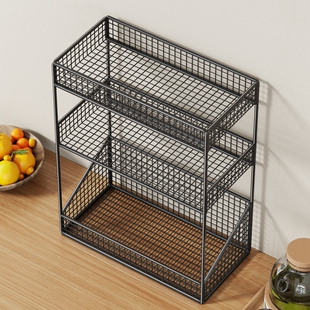 桌面置物架厨房台面收纳多层水杯落地架调料零食水果蔬菜收纳神器