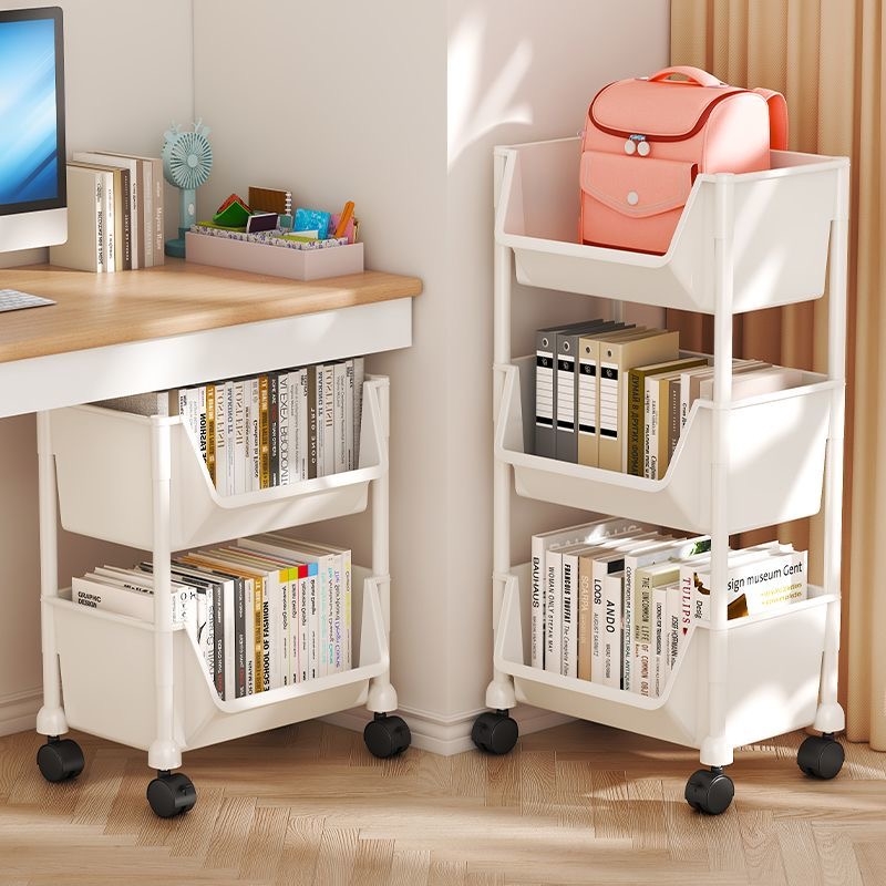 可移动书架带轮置物架落地