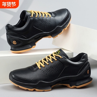 热销爆款高品质头层牛皮户外减震男士运动跑步鞋轻便休闲黑色