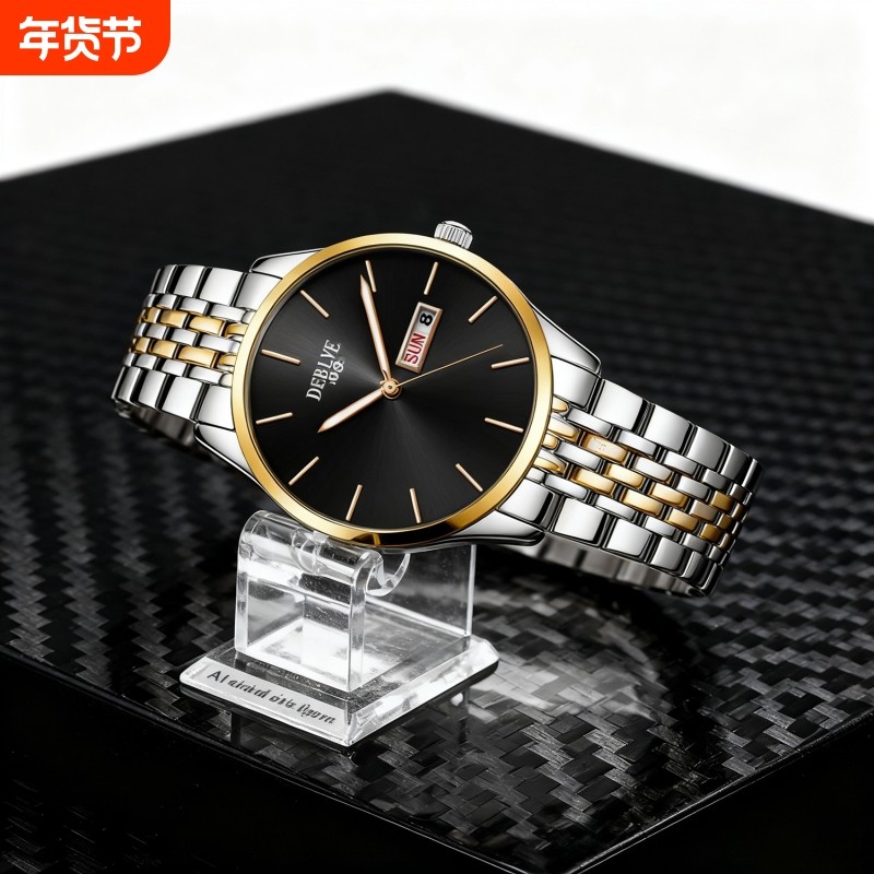 正品瑞士全自动非机械表手表男士学生韩版时尚潮双日历防水表夜光