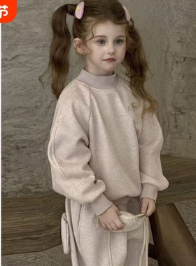 女童加绒卫衣卫裤两件套2025秋冬新款小童时髦可爱加厚套装潮G019