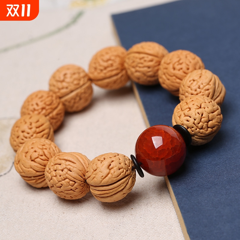 文玩核桃手串手链女士小核桃野生脑纹圆男士猴头土豪凤羽山核桃