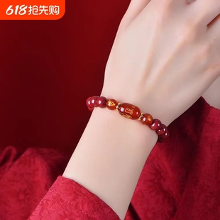 太歲紅砂屬蛇2025手串手鏈屬豬屬猴蛇年本命年十二生肖手串