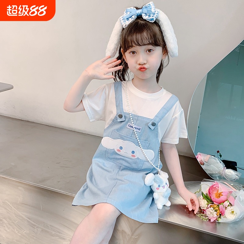 背带裙女童连衣裙夏装2025新款儿童裙子夏季洋气公主裙假两件潮流