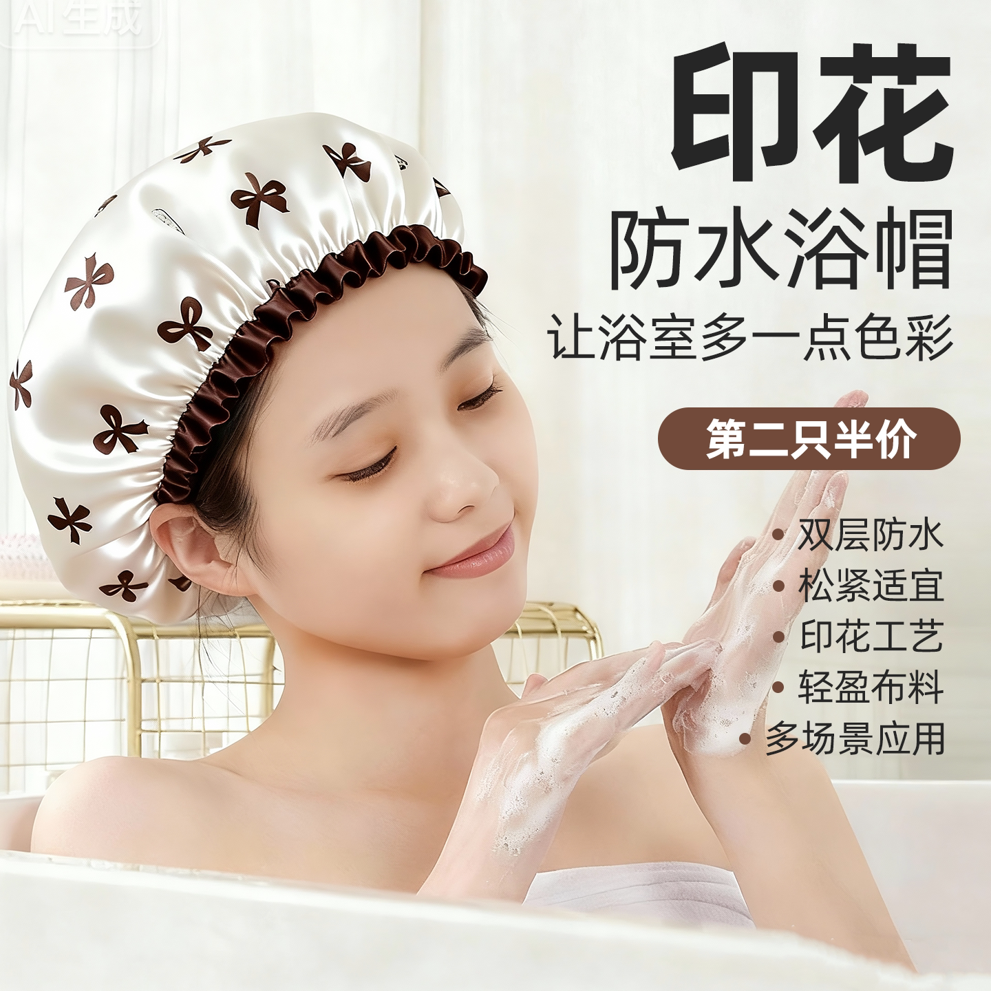 【全网热销100W】双层防水浴帽图片