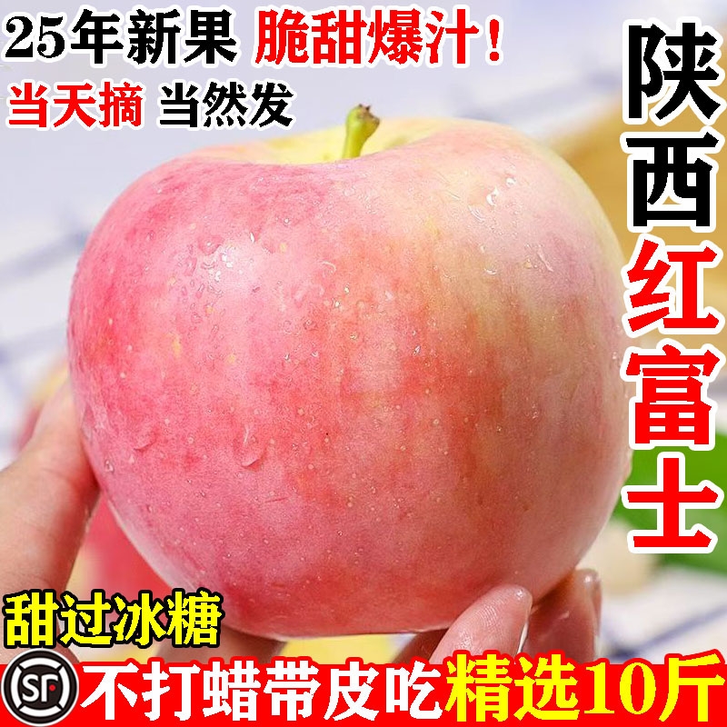 陕西红富士苹果水果当季洛川产地直发冰糖心丑10斤应好吃黄金脆甜 - 封面