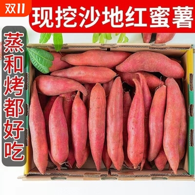 安徽正宗糖心番薯西瓜红蜜薯地瓜红皮红心山芋非黄心产地直供沙地