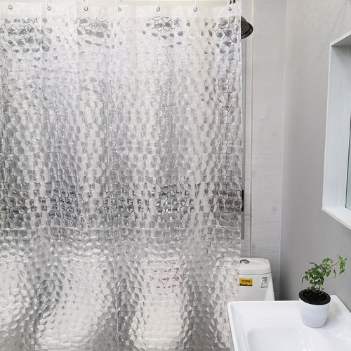 卫生间免打孔防水防霉半透浴帘浴室淋浴洗澡帘隔断窗帘挂帘门帘 - 封面