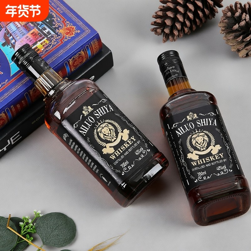 威士忌洋酒40度烈酒700ml酒吧调配可乐桶ktv酒基酒双支礼袋装麦芽