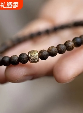 沉木老料轧机拉姆檀香手工手串复古风国风简约