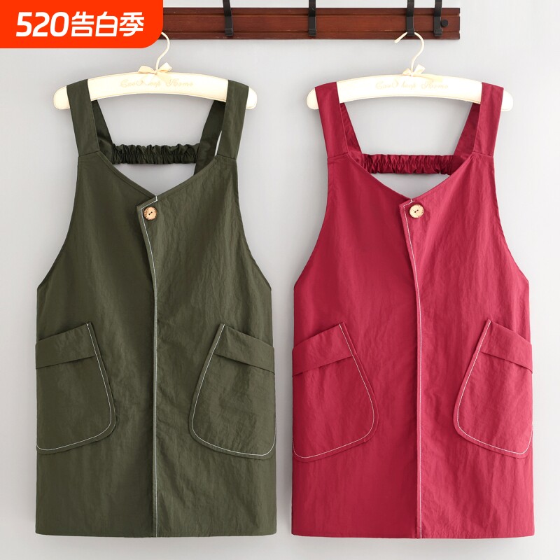 韩版防泼水围裙餐饮上班简约工作服男女厨房做饭家用围腰摆摊外穿