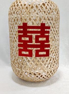 竹编长条喜字灯笼婚庆拍