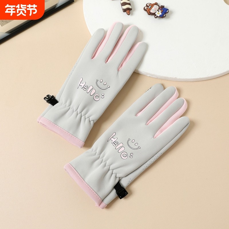 手套儿童秋冬运动骑行自行车玩雪保暖加绒男孩女童冬天小学生防水