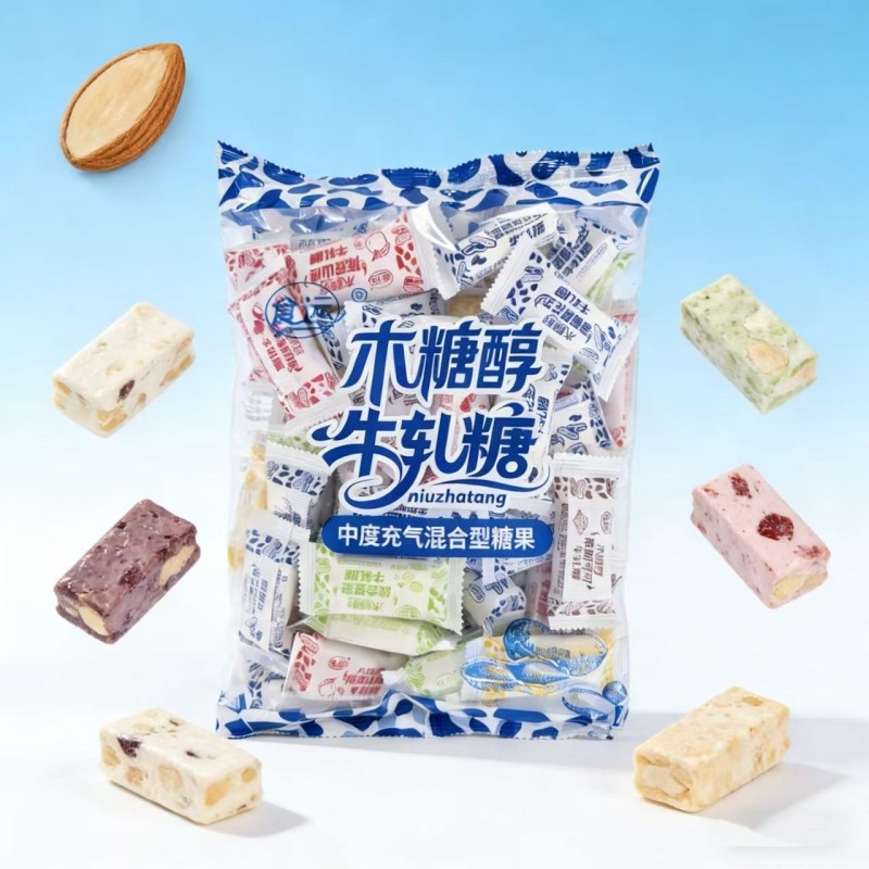 木糖醇牛扎糖混合多口味硬糖花生黑芝麻零食年货过节糖果500克/袋