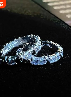 【深渊与救赎】高颜值情侣对戒戒指复古轻奢高级镶嵌锆石开口指环