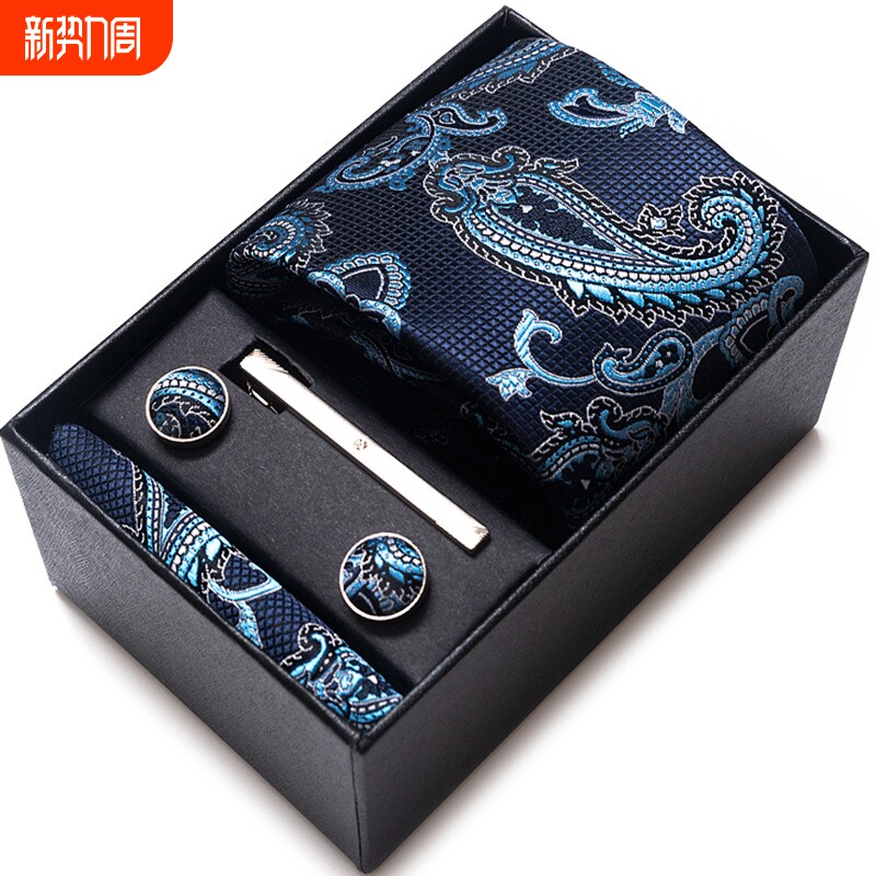 男士正装领带袖扣口袋巾六件套装高档西装小方巾复古花纹新郎结婚