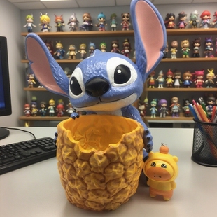 饰必备树脂 饰玄关桌面儿童送礼装 史迪仔收纳桶可装 爆米花摆件装