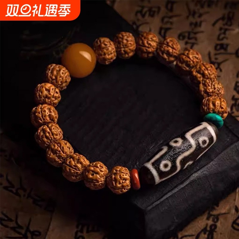 天然满肉小金刚菩提手串玛瑙天珠手链女文玩佛珠男盘玩手把件