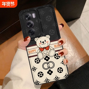 携维潮牌熊适用OPPOReno12手机壳12pro新款reno11/10/9/8/7高级感pro皮纹高端防摔女款全包挂绳镜头pjv110保