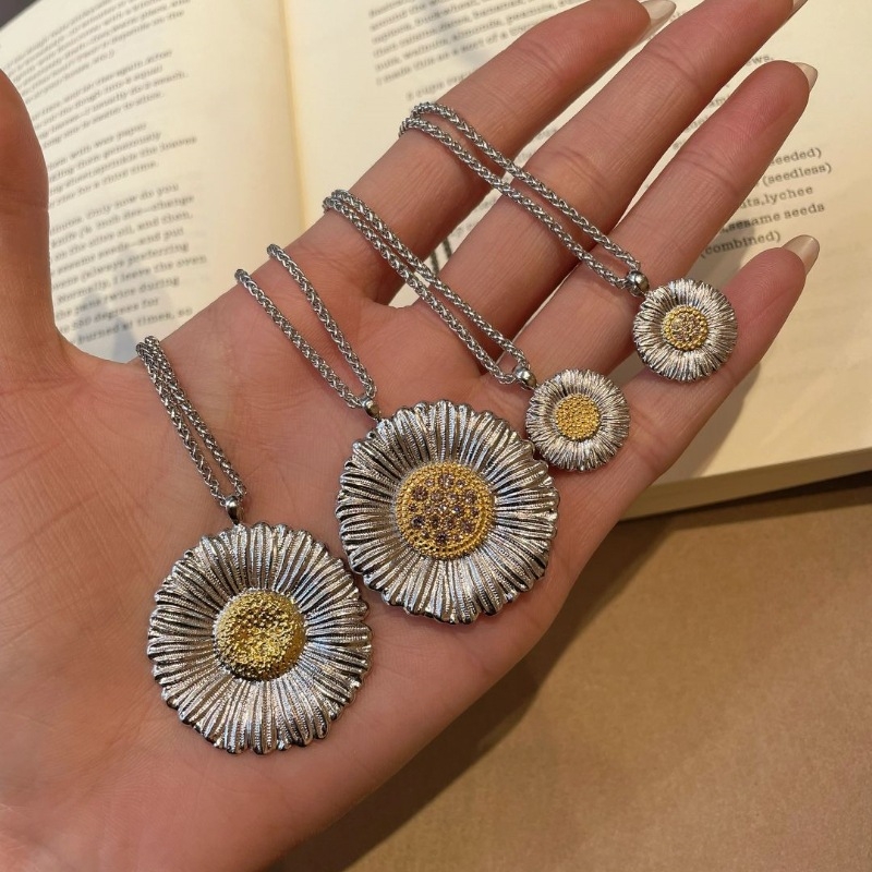 925轻奢法式复古布契风雏菊项链花朵吊坠小众设计感简约百搭颈链
