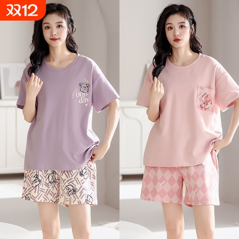 100%纯棉睡衣女夏季薄款