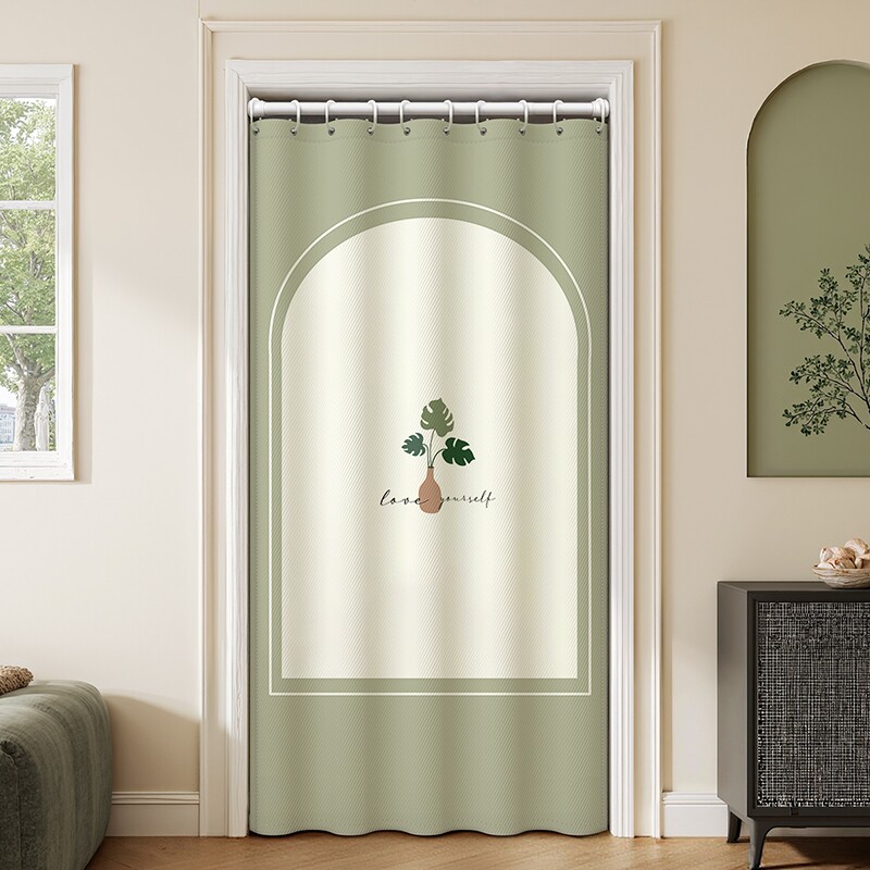 免打孔门帘空调挡风厨房挡油烟家用隔断帘卫生间卧室隐私遮挡布帘