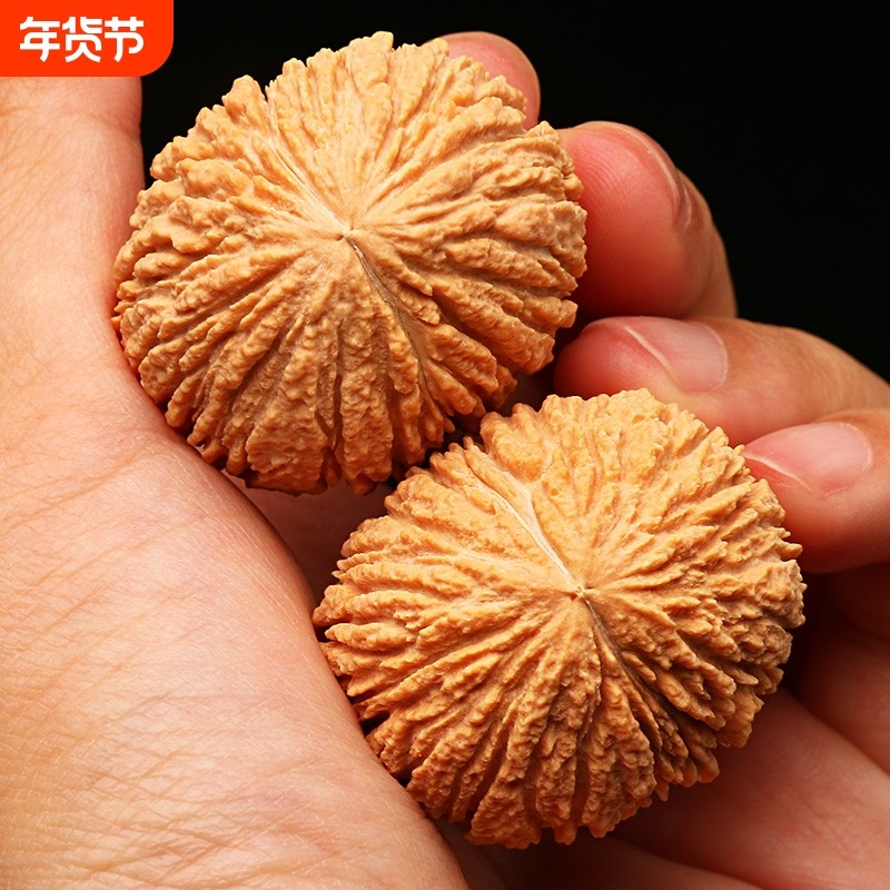 小猴头顺纹文玩核桃手捻把件野外生老树随身盘串原料包浆手工