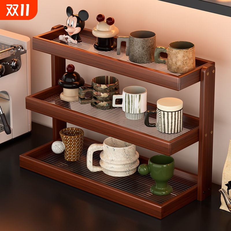 桌面亚克力杯架置物架复古水杯收纳小型马克杯咖啡奶茶店转角架子