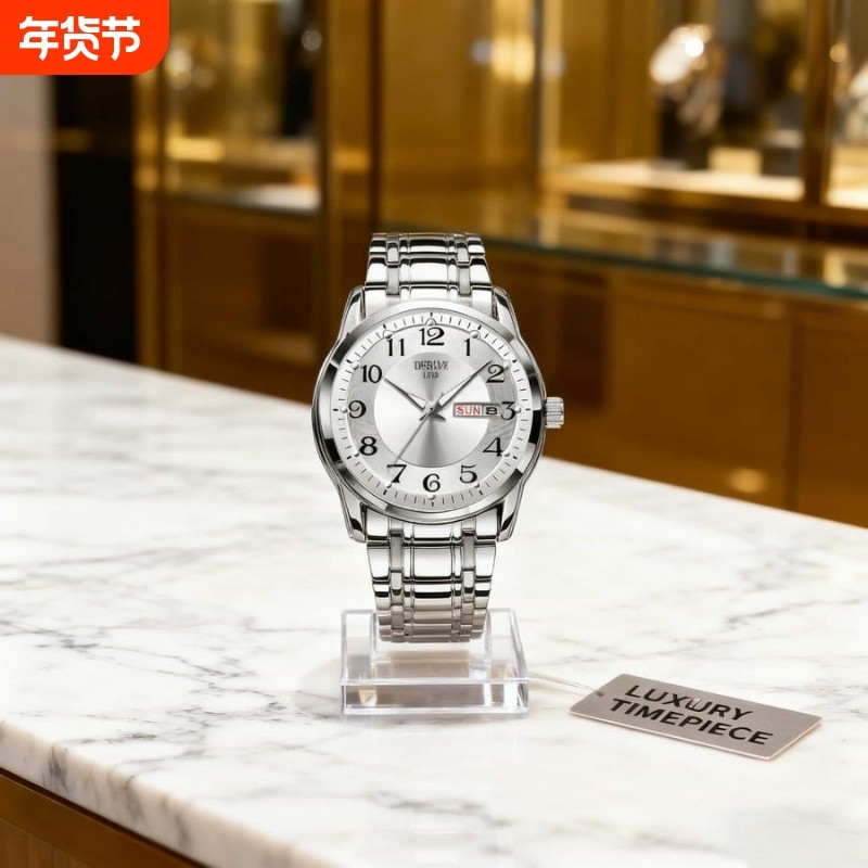 全自动男表手表男款机械风全自动防水数字双日历防水腕表男高级感