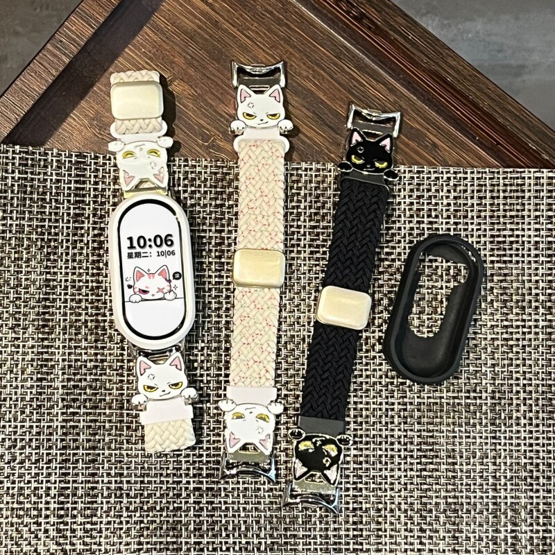 【招吉猫】适用小米手环10表带编织磁吸扣9NFC8秋冬猫咪壳陶瓷版硅胶软壳八九十代智能运动配件