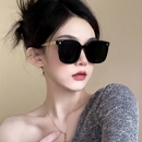 墨镜女高级感ins偏光防晒太阳镜大框圆脸眼镜男款 新款 方形黑框