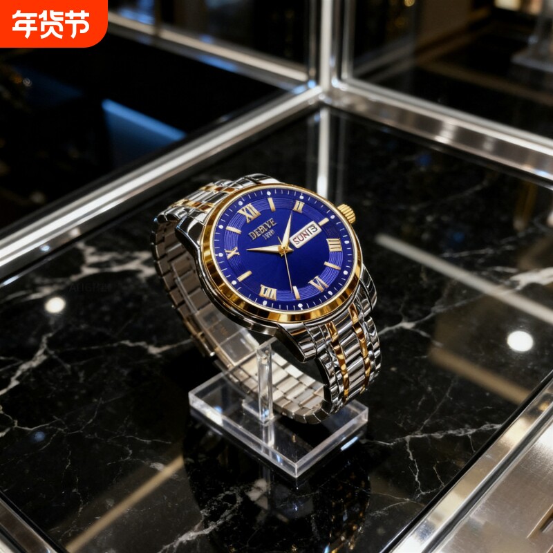 男款手表钢带商务防水石英腕表高级感男士正品名牌全自动非机械表