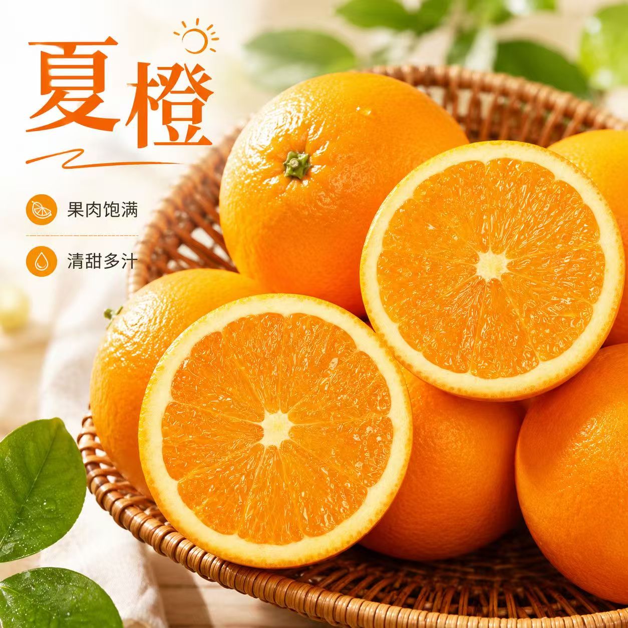 正宗夏橙脐橙秭归手剥橙子新鲜皮薄多汁现摘无籽孕妇当季水果整箱图片