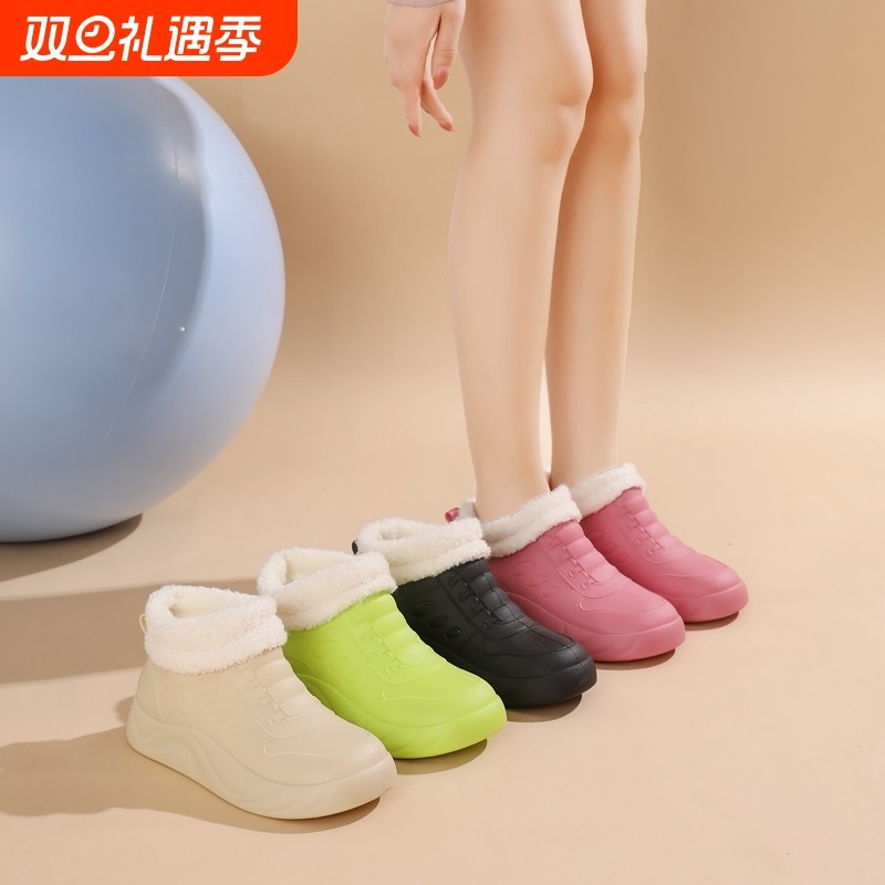 新款短筒雨鞋防滑防水鞋低帮女士高档加绒雨靴厚底水靴工作轻便