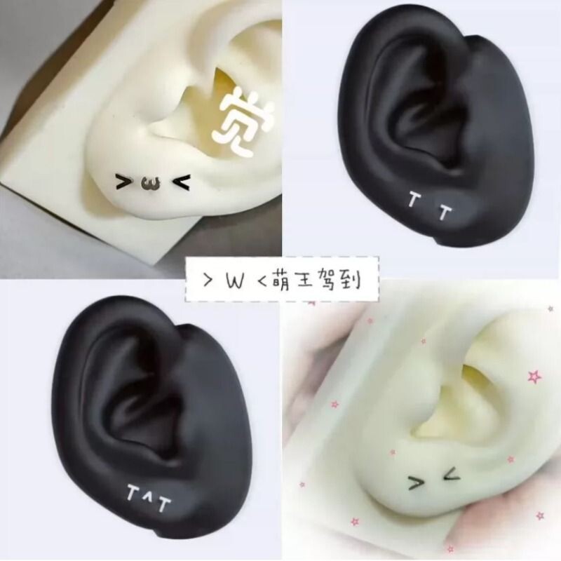 颜文字造型耳钉可爱表情包精致百搭QQ萌萌小巧个性小众耳饰礼物