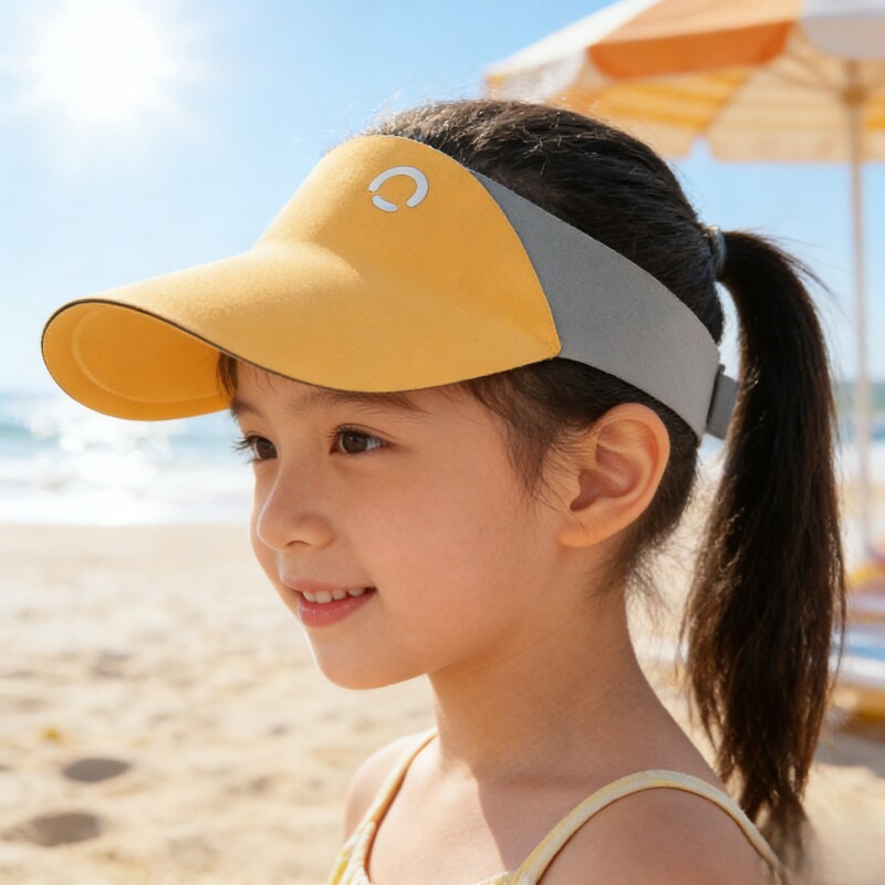 儿童运动防晒帽防紫外线男女童户外沙滩宝宝空顶遮阳帽子大帽檐