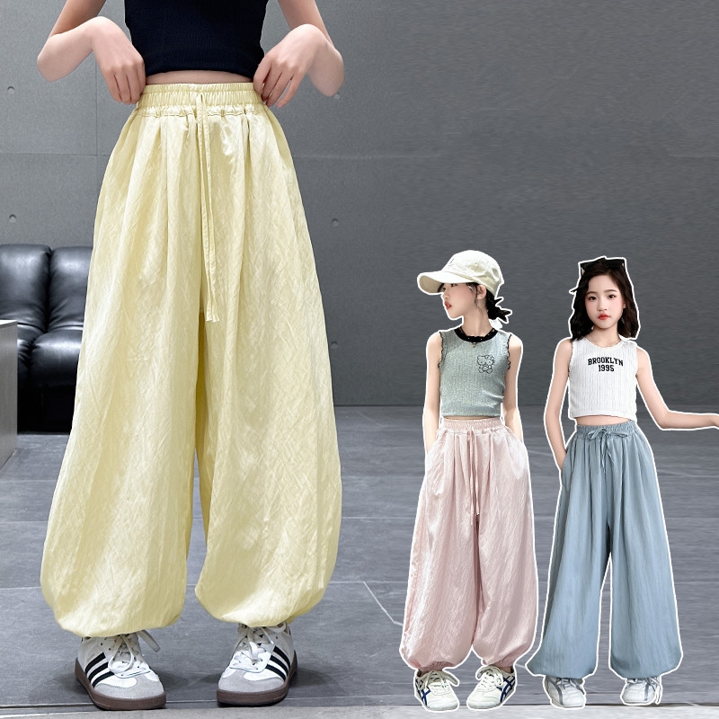 防蚊裤女童夏季灯笼裤2025洋气儿童新款休闲裤中大童夏天束脚裤潮