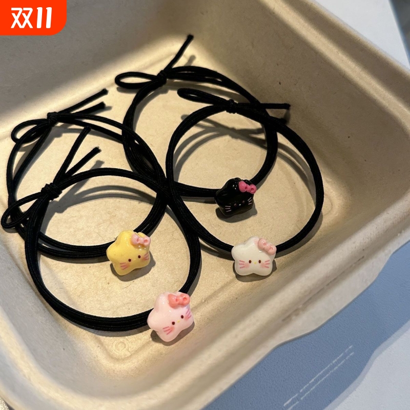 可爱KT猫发绳简约ins少女头绳情侣闺蜜手链小皮筋送男友森系发圈