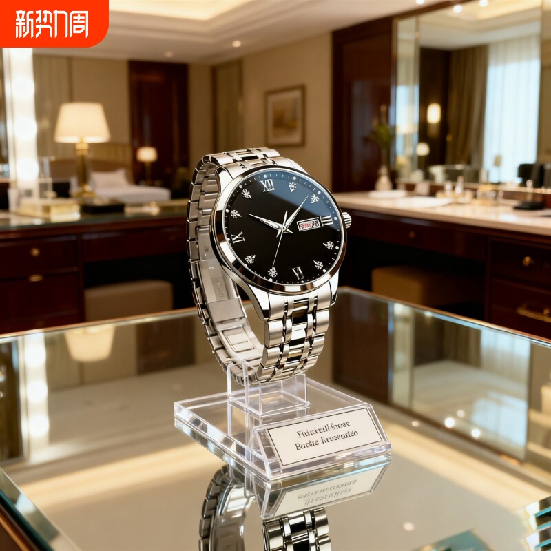 手表男款机械风全自动防水高级感全自动男表数字双日历防水腕表男