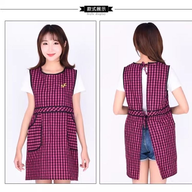 女款围裙年轻小个子无袖坎肩新款上班家用透气工作服圆领罩衣加长