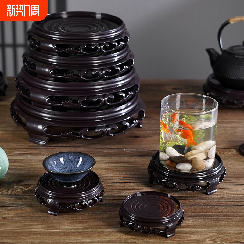 花盆底座鱼缸盆景奇石摆件工艺品多肉花瓶托盘花架香炉茶壶托方形