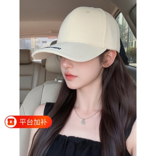 棒球帽女显脸小鸭舌帽男ins帽子加大加深硬顶宽帽檐白色黑色圆脸