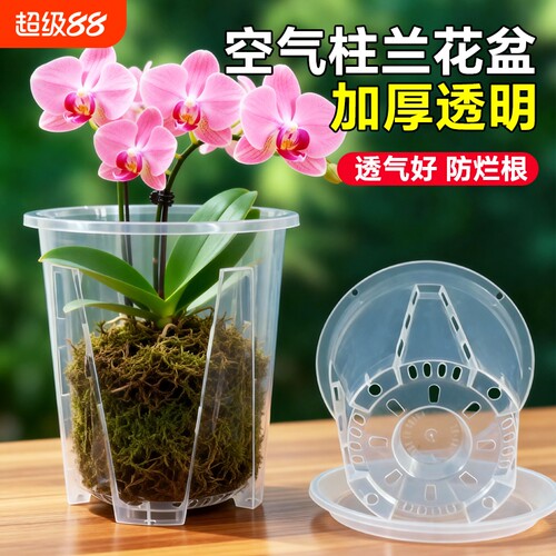 蝴蝶兰专用花盆透明控根塑料透气加厚兰花高端青山托盘空气柱阳台