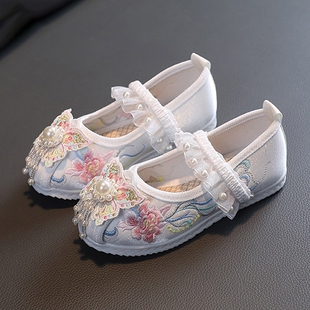 汉服鞋子女秋老北京布鞋绣花鞋中国风公主鞋小学生古装表演舞蹈鞋