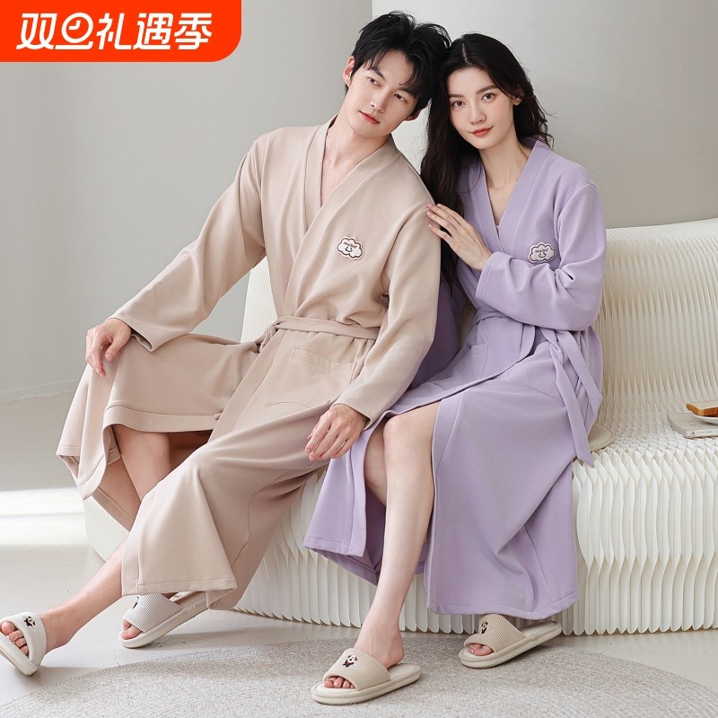 睡衣袍秋冬2025新款情侣男士德绒家居服套装浴袍一男一女开衫