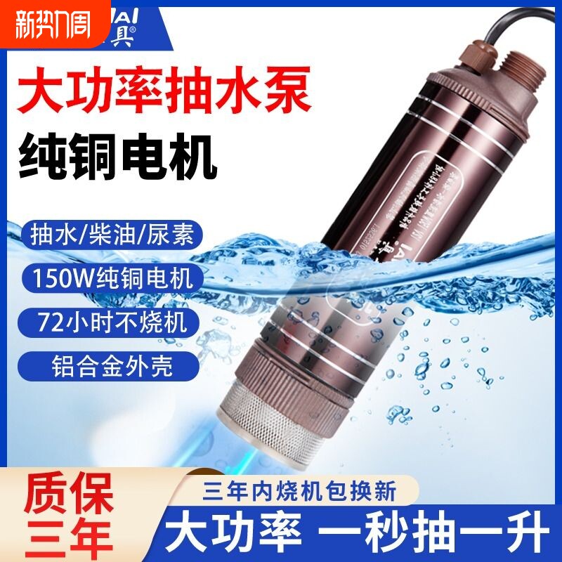 大功率电动抽水泵小型潜水泵家用12V220伏24抽油泵神器柴油油