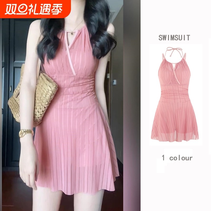 女士泳衣女高级感2025新款裙式连体保守纯欲风网红显瘦遮肚泡温泉