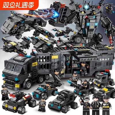 2025年新款特警积木男孩益智拼装警察机器人拼图玩具3儿兼容乐高