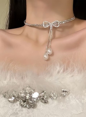 野心家原创【月下星结】气质奢华蝴蝶结项链简约高级感锁骨链颈链